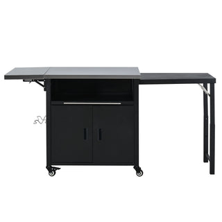 Foldable Outdoor Prep Station BBQ Cart With Trash Rack