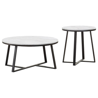 Melisa - 2 Piece Coffee And End Table Set - White Marble