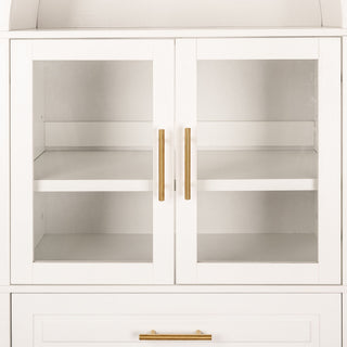 Arched Kitchen Pantry Cabinet With Adjustable Shelves & Barn Door Design