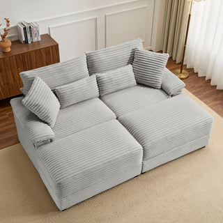 Double Chaise Lounge Set With Reversible Storage Ottomans, USB Port