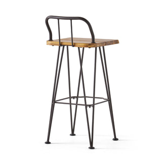 Outdoor Barstool With Angled Metal Legs - Brown