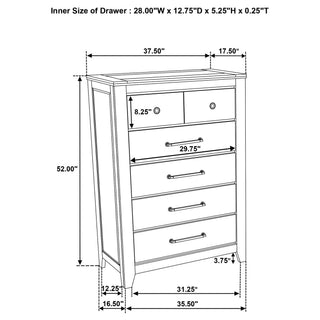 Pelton - 5 Drawer Chest - Oak