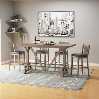 Slat Back Bar Stools (Set of 2) - Brown