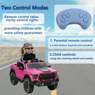 12V Kids Ride On Car With Remote Control, 4 Wheel Shock Absorption, Multifunctional Music Player Perfect Gift For Toddlers - Pink