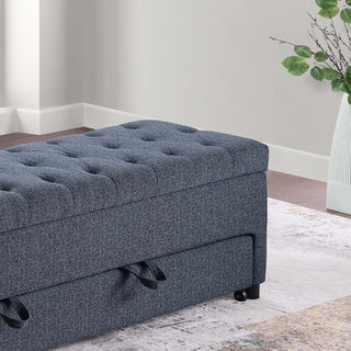 Storage Ottoman With Tufted Seat And Underseat Drawer