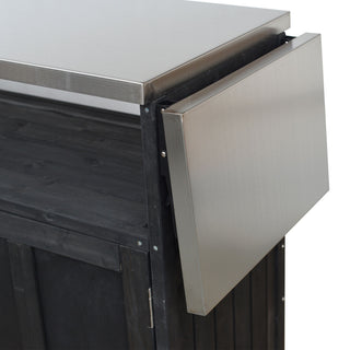 Foldable Outdoor Kitchen Island With Lockable Wheels, Storage Cabinet And Towel Rack For Patio