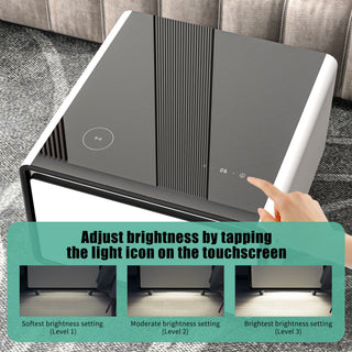Modern Smart Side Table With Built-In Fridge, Wireless Charging, Temperature Control, Power Socket, USB Ports, Outlet Protection, Induction Light