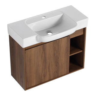 Wall Mounted Bathroom Vanity With Sink & Soft Close Door