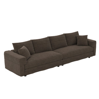 Deep Seat Convertible Sofa With Soft Pillows And Ottomans