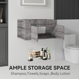 Floating Bathroom Vanity Cabinet, Soft Close Double Drawers, Open Side Storage, Wall Mounted, Cabinet Only