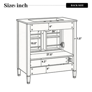 Elegant Fluted Bathroom Vanity With Sink, Soft Close Doors & Drawer