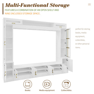 Wall Unit Entertainment Center With Bookshelves For TVs Up To 80"