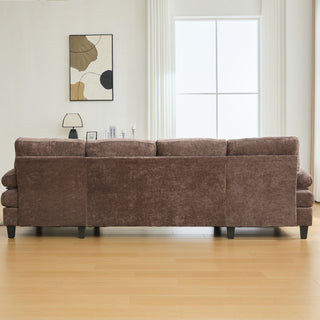 U-Shaped Sectional Sofa 103.5" Fabric Couch With Dual Chaise Lounges, Storage Pockets, Armrest Pillows