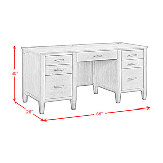 Portico - Double Pedestal Desk With Power / USB - Brown Oak