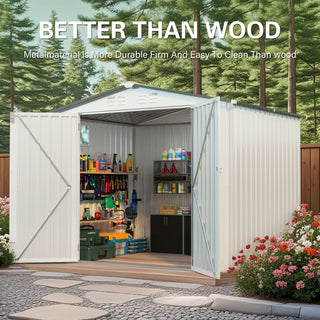Garden Tool Shed Metal Storage Shed With Peaked Roof Waterproof Lockable Door