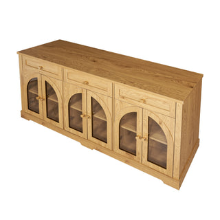 Sideboard Cabinet With 3 Drawers And 6 Arched Glass Doors