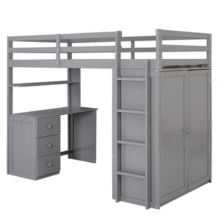 Loft Bed With Drawers, Desk, And Wardrobe