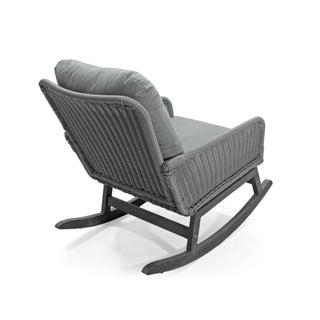 Contemporary Minimalist Wicker Rocking Chair With Soft Cushions