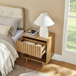 Nightstand With Hidden Charging Station USB Ports & Outlet Hole