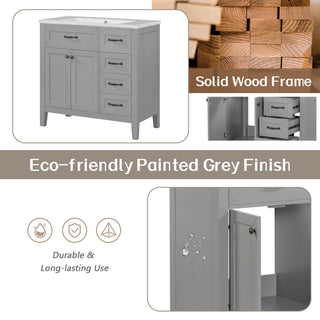 Modern Bathroom Vanity Base Only, 2 Doors And 3 Drawers