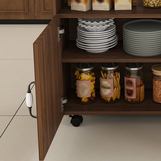 Multi Functional Folding Table With Storage Shelves And Wheels