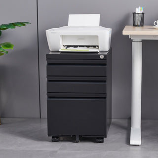 Contemporary 3 Drawer Mobile Filing Cabinet With Lock, Metal Office Storage For Legal / Letter Size