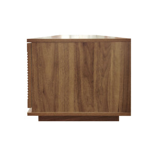 TV Stand, Entertainment Center & Fluted Door & Cable Management, Soft Closing Hinges - Walnut