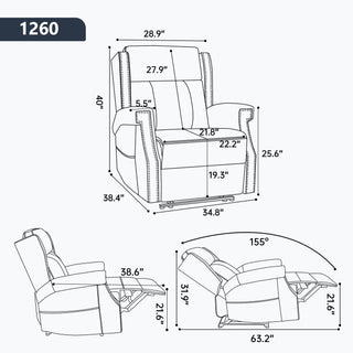 Manual Recliner Chair With Heavy Duty Motion Mechanism, 8 Vibrating Nodes And 3 Massage Modes For Living Room