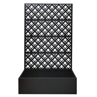 Rhombus Planter Raised Garden Bed With Trellis For Climbing Plants - Black