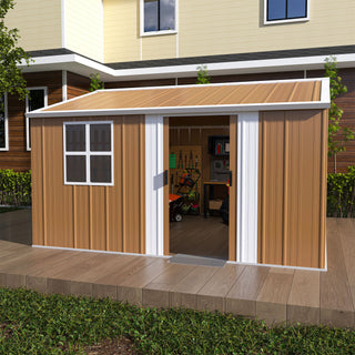 Heavy Duty Metal Storage Shed With Windows And Lockable Door, Weatherproof Outdoor Garden Shed