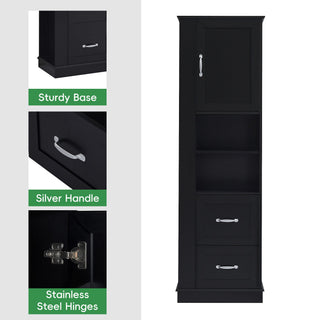 Freestanding Bathroom Storage Cabinet With Adjustable Shelves And Side Hooks Board, Rectangle Design