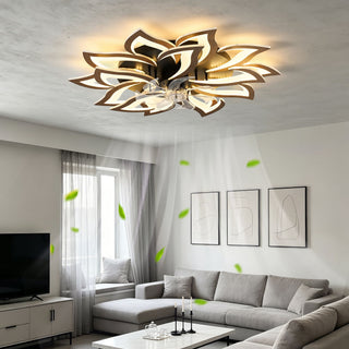 Ceiling Fan With Remote Control And Lights, 6 Speeds, 3 Color Temperatures, Low Profile Flush Mount