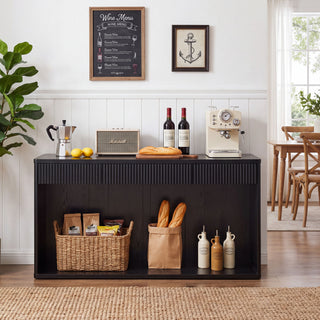 Fluted Console Table With 3 Drawers, Long Sofa Table Behind Couch For Living Room - Black