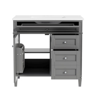 Bathroom Vanity With Top Sink, 2 Drawers, Tip Out Drawer