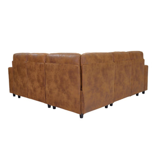 Upholstered L - Shape Sectional Sofa Bed With Pull Out Sleeper And Storage