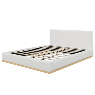 Queen Upholstered Bed - Natural / White