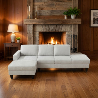 2 Piece L - Shaped Left Chaise Sectional Sofa With Ottoman, Living Room Furniture - White / Gray