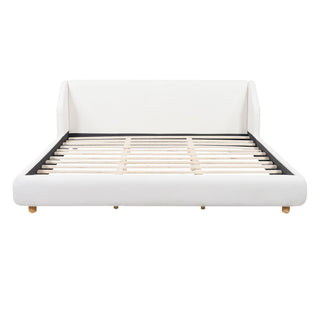 Modern Upholstered Bed Frame With Wingback Headboard
