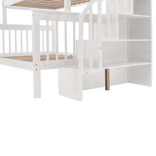 Stairway Bunk Bed With Storage And Guard Rail For Bedroom