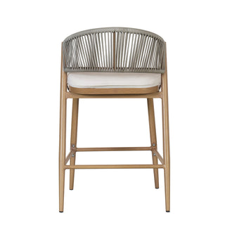 Outdoor 26" Counter Height Metal Frame Counter Stools With Scallop Shaped Backrest & Water Resistant Cushions