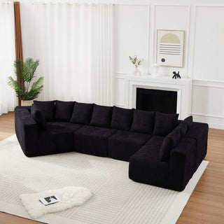 L - Shaped Modular Sofa With Deep Seat And 11 Pillows