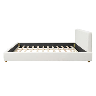 Upholstered Platform Bed Frame With Thick Headboard