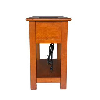 End Table With Drawer And Shelf For Living Room - Walnut