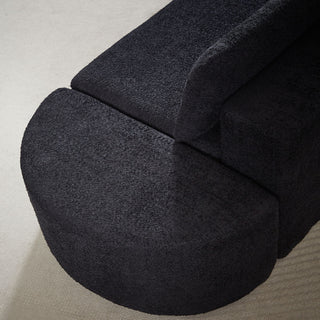 V - Shaped Modular Sofa Set & 3 Pillows And 2 Curved Ottomans For Living Rooms - Black