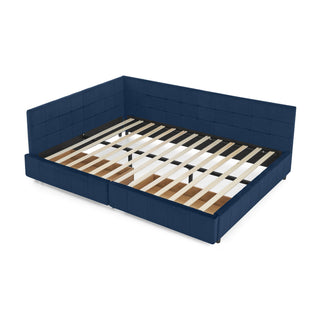 Upholstered Bed Frame With Tufted Backrest And Armrests