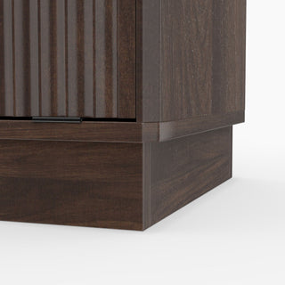 Tall Narrow Fluted Storage Cabinet With Trash Bin Compartment For Kitchen (Trash Can Not Included)