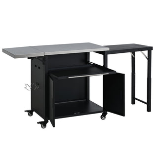 Foldable Outdoor Prep Station BBQ Cart With Trash Rack