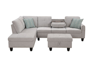 Alger - Left Hand Facing Sofa & Chaise With Ottoman