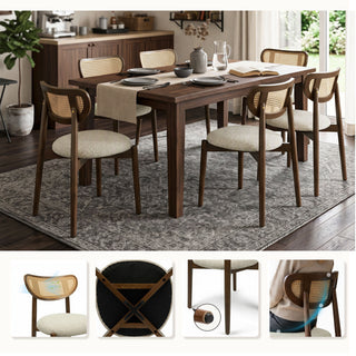Rattan Side Dining Chairs For Kitchen (Set of 2)