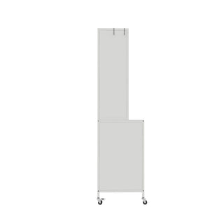 Contemporary Kitchen Pantry Cabinet With Glass Doors, Adjustable Shelves, Steel - Brushed Nickel